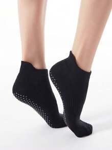 Sports Outdoor 1 Pair Round Toe Soft Terry Lining Yoga Socks, Warm & Non-Slip Indoor Home Socks - Black - View 6