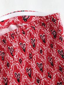 SHEIN Unity Bộ áo liền quần quây in họa tiết phong cách cổ điển dành cho nữ - Đỏ - Xem 6