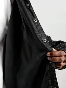 Manfinity VCAY 男士格子长袖宽松编织时尚外套，适合秋冬