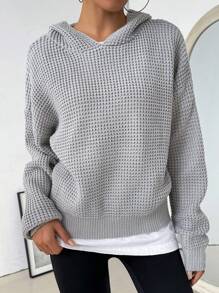 Chiquease Pull à capuche minimaliste casual de couleur unie pour femmes