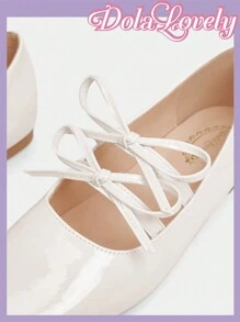 Dola Lovely Silver Pointy Toe Bowknot Mary Jane Flats For Women Halloween Christmas