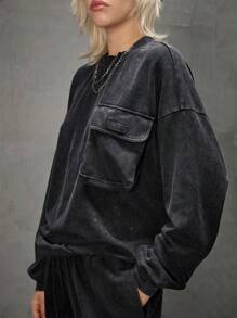 Manfinity VCAY 2pcs Men's Casual Round Neck Long Sleeve Knitted Sweatsuit Set, Suitable For Spring & Autumn, For Fall Winter - Black - View 3