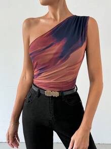 Firerie 单肩扎染修身紧身衣 - 棕色 - 查看 3