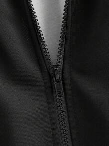 Manfinity Homme 男士3D毛巾刺繡圖案連帽衫 - 黑色 - 查看 5