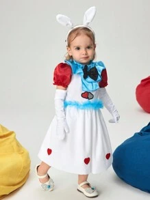SHEIN 2pcs/Set Baby Girl Cute Bunny Tulle Decorated Dress Outfit With Headband Halloween/Festivial - Multicolor - View 3