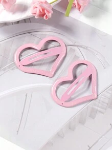 ROMWE Kawaii 2pcs Minimalist Sweet Cute High-Quality Pink Glitter Heart Hair Clips, Perfect For Women's Everyday Use And Holiday Gifts Valentines Claw Clips Hair Claws Hair Barrettes - Pink - View 6