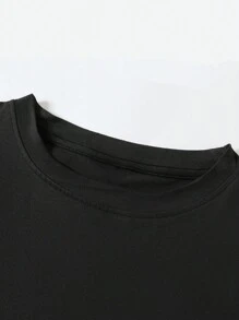 Flirla Plus Size Qutie Cartoon Bear And Letter Graphic Tee - Black - View 5