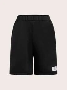 SHEIN 青少年男孩籃球印花t恤和字母拼接短褲 - 藍色 - 查看 7