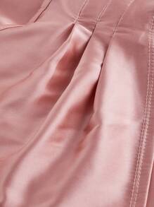 SHEIN MOD Women's Solid Color Puff Sleeve Tie Back Cropped Casual Top - Pink - View 3