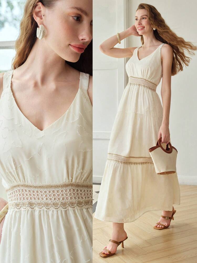 CONTRAST TAPE RUFFLE HEM DRESS