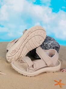 Dép thể thao thông thường thoáng khí cho trẻ em, màu trơn, lớp lót thoải mái, chống ma sát, nhẹ, nhanh khô, đế chống trượt hai lớp, thích hợp đi biển hoặc mặc hàng ngày - Màu be - Xem 6