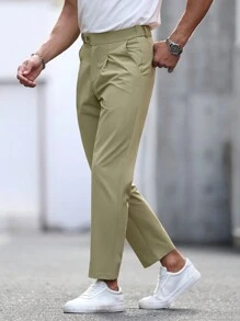 Manfinity Mode Women's Casual Front Button Pocket Simple Design Pants, Daily Wear - Green - View 7