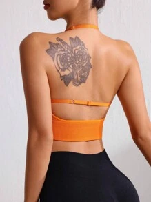 Slayform Women Solid Color Seamless Adjustable Clasp Brassiere - Orange - View 4