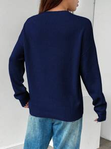 Chiquease Suéter corto con bandera de manga larga y cuello redondo, para uso diario casual