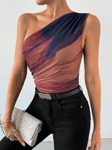 Firerie 单肩扎染修身紧身衣 - 棕色 - 查看 4