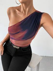 Firerie 单肩扎染修身紧身衣 - 棕色 - 查看 6