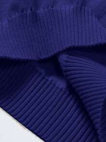 Manfinity Homme Áo len cổ lọ họa tiết chữ thường ngày cho nam, thêu chữ mùa thu/đông, áo len cổ lọ nam, áo len cổ lọ nam, áo len xanh navy, áo len xanh đậm, áo len cổ lọ nam xanh navy - Màu xanh lam - Xem 4