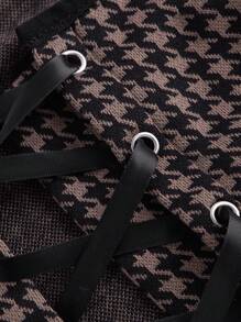 SHEIN MOD Áo ba lỗ buộc lưng kẻ caro phong cách cung điện cổ điển cỡ lớn màu tương phản - Nhiều màu - Xem 3