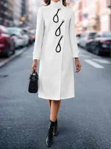 Chiquease Women Autumn Winter Chinese Style Coat, Vintage High-End Teardrop Ruffles Asymmetrical Collar Design Niche Elegant Ladies Jacket