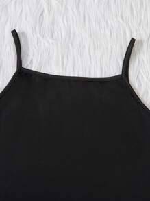 SHEIN Explorewe Bộ 3 áo hoodie tím in chữ cho bé gái tuổi teen, áo yếm đen và quần in họa tiết khối màu, trang phục phong cách đường phố cho tiệc Halloween - Màu tím - Xem 7