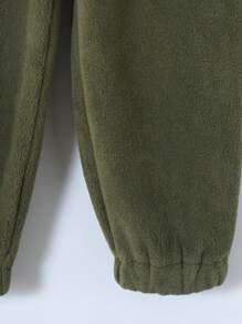 SHEIN 2pcs Boys' Stand Collar Long Sleeve Solid Top And Long Pants Set - Army Green - View 7