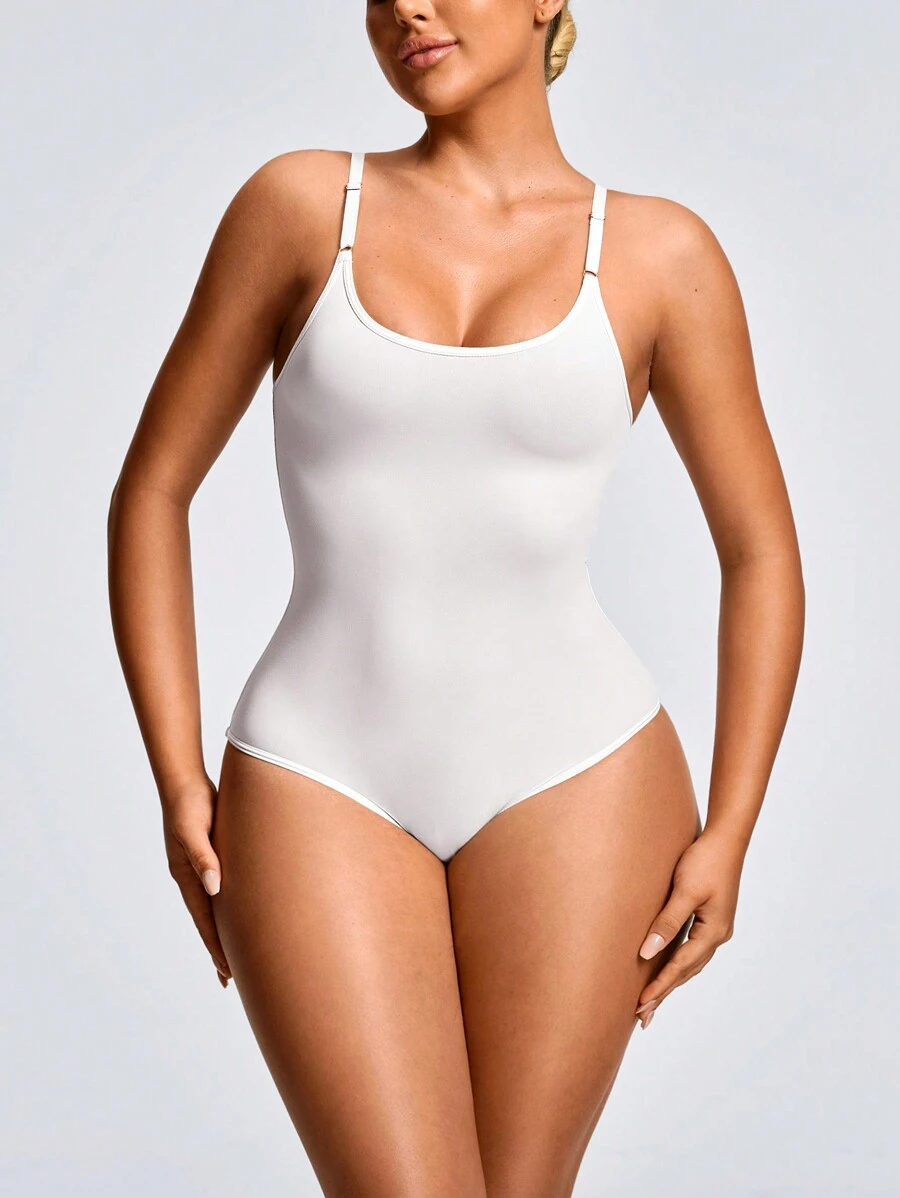 SHAPORA 白色塑身三角裤紧身衣塑身衣胸部和臀部提拉器腹部腰部控制 - 白色 - 查看 1