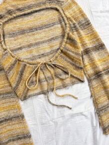 Soleia 女士彩色条纹露背系带短款针织毛衣 - 彩色 - 查看 4