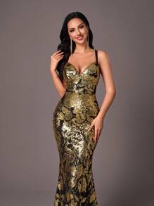 Glamrae Váy dạ hội dài chấm đất hở lưng sang trọng, gợi cảm, sang trọng, thanh lịch, váy dạ hội bán trang trọng, cho tiệc sinh nhật, tiệc cưới, tiệc tốt nghiệp - màu đen - Xem 2