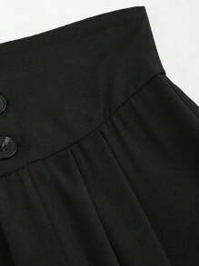 Sweetra High Waist Loose Fit Flowy Women's Casual Pants, Spring Fall Cloth For Women - Black - View 5