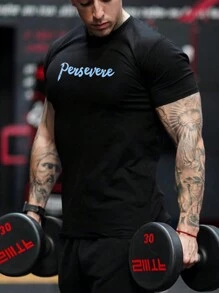 Gym Rark Camiseta deportiva de estilo novio para hombre, de manga corta y estampado sencillo, vuelta al cole - Multicolor - Ver 1