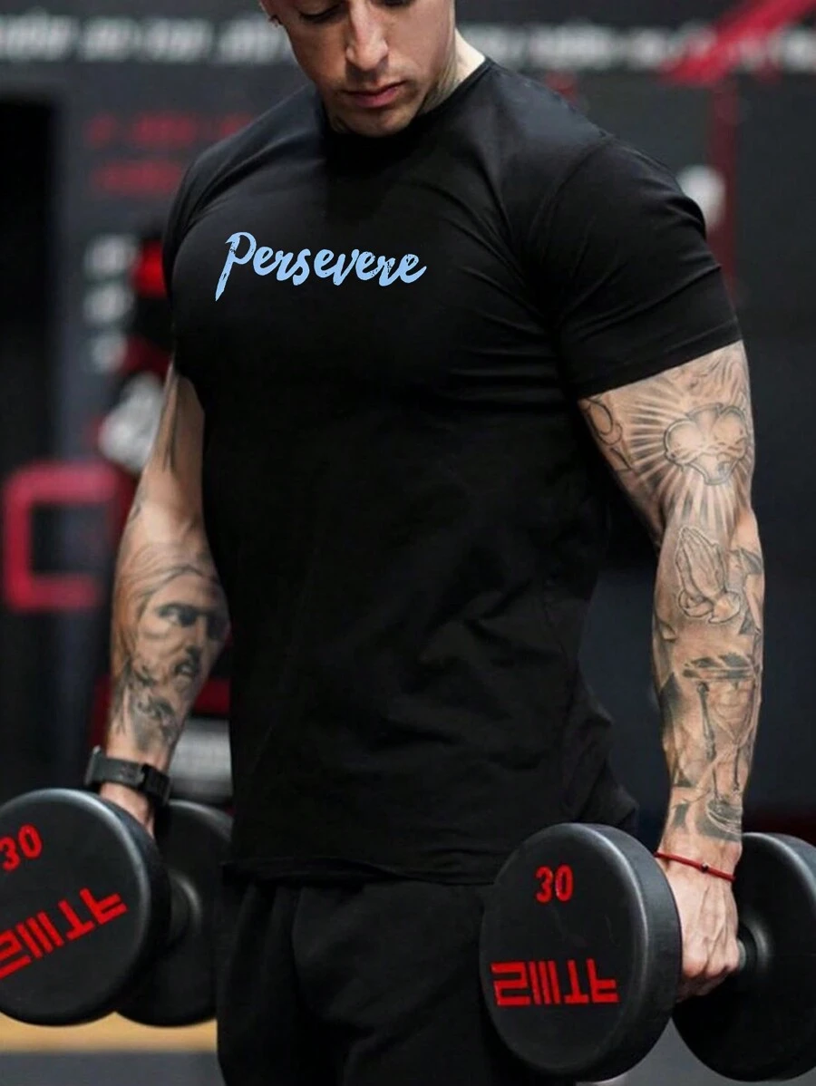 Gym Rark Camiseta deportiva de estilo novio para hombre, de manga corta y estampado sencillo, vuelta al cole - Multicolor - Ver 1