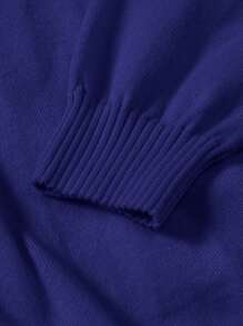 Manfinity Homme Áo len cổ lọ họa tiết chữ thường ngày cho nam, thêu chữ mùa thu/đông, áo len cổ lọ nam, áo len cổ lọ nam, áo len xanh navy, áo len xanh đậm, áo len cổ lọ nam xanh navy - Màu xanh lam - Xem 6