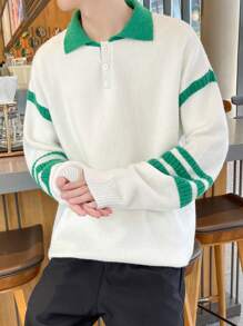 Manfinity Hypemode Áo len nam dài tay màu khối đơn giản mặc hàng ngày có cổ - Nhiều màu - Xem 5