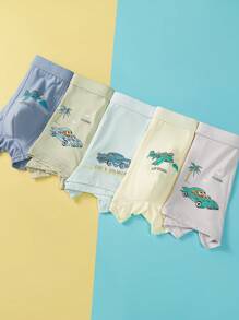 5pcs/Pack Tween Boys Cartoon Printed Breathable Comfy Boxer Briefs - Multicolor - View 4