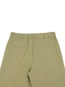 Manfinity Mode Women's Casual Front Button Pocket Simple Design Pants, Daily Wear - Green - View 6