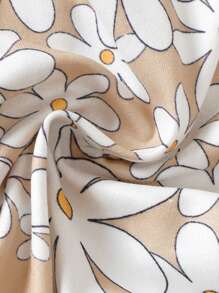 Baby Girl Casual Cute Floral Digital Print Colorblock Sleeve & Leg Cuff Jumpsuit Pajamas - Multicolor - View 6