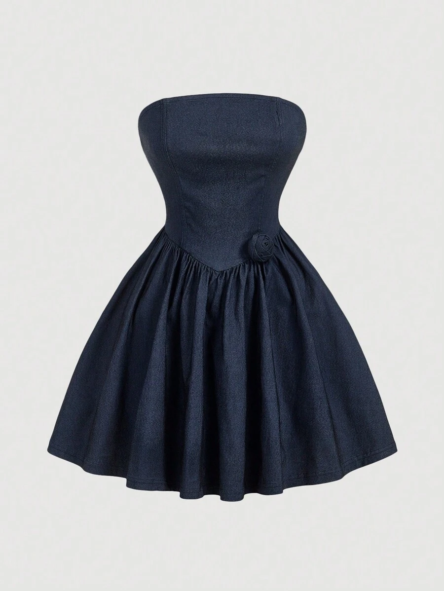 SHEIN MOD Váy in họa tiết Cowgirl cổ chữ V,Váy dạ hội,Trang phục buổi hòa nhạc dành cho nữ,Trang phục cử nhân,Váy Homecoming - Màu xanh lam - Xem 1