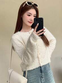 DAZY Women's Solid Color Button-Front Casual Long Sleeve Cardigan,Fall Women Clothes