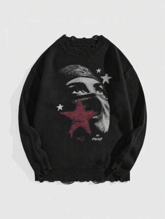 Street Life Sweat-shirt à col ras du cou à manches longues avec imprimé de silhouette pour homme, pour un usage décontracté