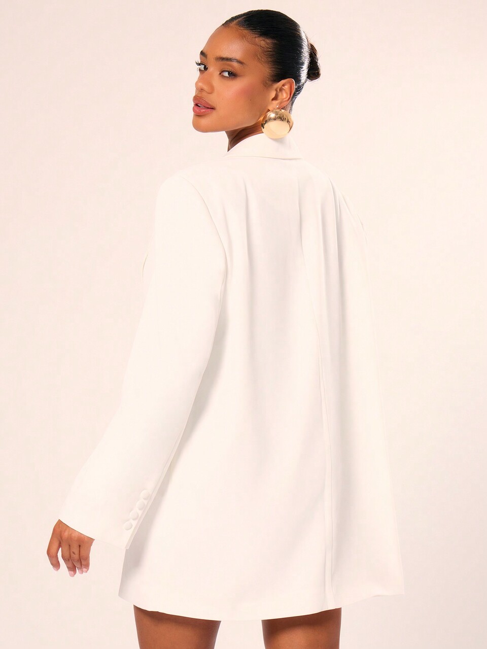Vestido blazer oversize con solapa entallada, abotonadura sencilla, elegante y profesional para uso casual, vacaciones, otoño, trabajo, oficina, citas, salidas, regreso a clases, bodas, San Valentín, despedida de soltera, novia