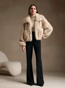 Anewsta 渐变色长款蓬松中长款经典休闲女士夹克