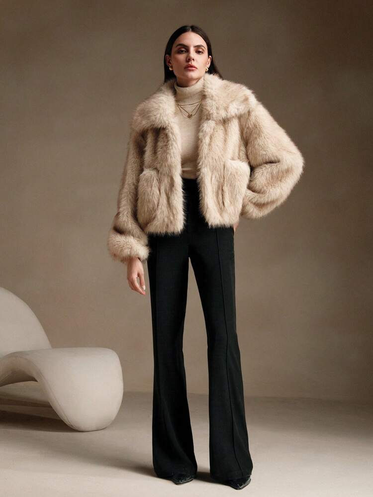 オンブルロング ふわふわミドル丈 カジュアルレディースジャケット