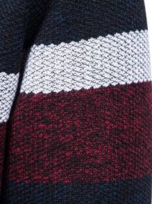 Calvornis Men's Contrast Color Zip-Up Stand Collar Long Sleeve Knitted Sweater, For Fall Winter - Black - View 4