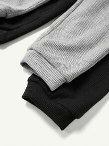Cozy Pixies 2pcs Baby Boy's Elastic Waist Solid Color Knitted Soft Jogger Pants Set