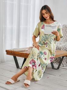 Serenescape Váy ngủ Babydoll Luxe cổ tròn tay ngắn họa tiết hoa toàn thân mềm mại và thanh lịch cho nữ, váy ngủ Moo Moo - Nhiều màu - Xem 6