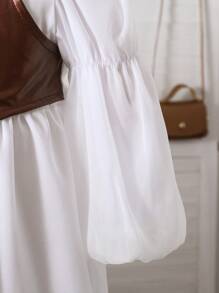 Baby Girl's 2 In 1 Princess Party Dress - White - View 7