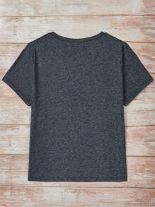 SHEIN Holidaya 大码女式圆领短袖 T 恤，带海滩印花图案