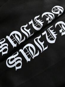 Manfinity LEGND Plus Size Men's Casual Simplicity Round Neck Long Sleeve Sweatshirt With Print - Black - View 5