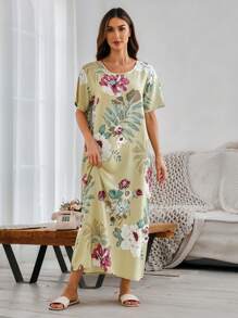 Serenescape Váy ngủ Babydoll Luxe cổ tròn tay ngắn họa tiết hoa toàn thân mềm mại và thanh lịch cho nữ, váy ngủ Moo Moo - Nhiều màu - Xem 3