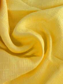 Women's Fashionable, Casual & Elegant Wide-Leg Pants Made Of Coarse Fabric, High-Waisted With Elastic Waistband And Side Straps, Suitable For Spring/Summer - Yellow - View 6